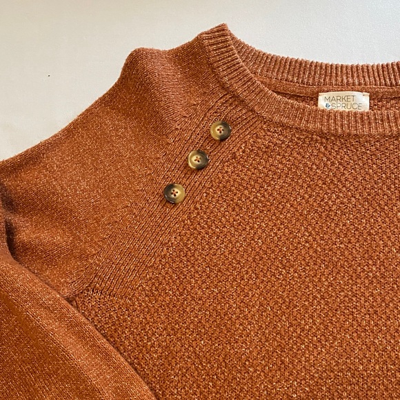 Market & Spruce Women's Rust Sweater with Button Detail - Picture 3 of 8